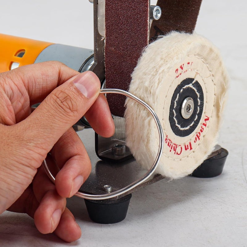 SI FANG Soft Cotton Buffing Polishing Wheel for Mini Electric Belt Sander Bench Grinder, 3 inch (50 Ply) Extra Thick Colth Buffing Wheel for Metal Alloys Stone Ceramics Glass Wood Waxing (1PC) - Image 2